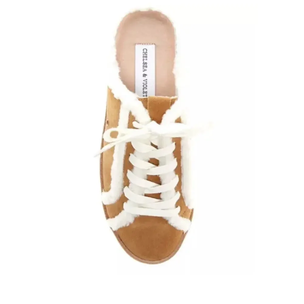 chelsea & violet ladies cozy faux shearling suede platform mule‎ 9 New W/O Box